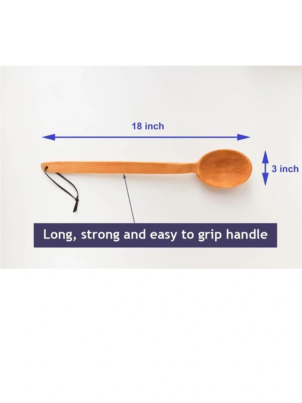 Wooden Cooking Spoon - Natural Brown Long-Handle